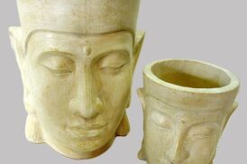 Set de pot de fleurs visage de bouddha (2 pièces 35cm et 58cm GRC)